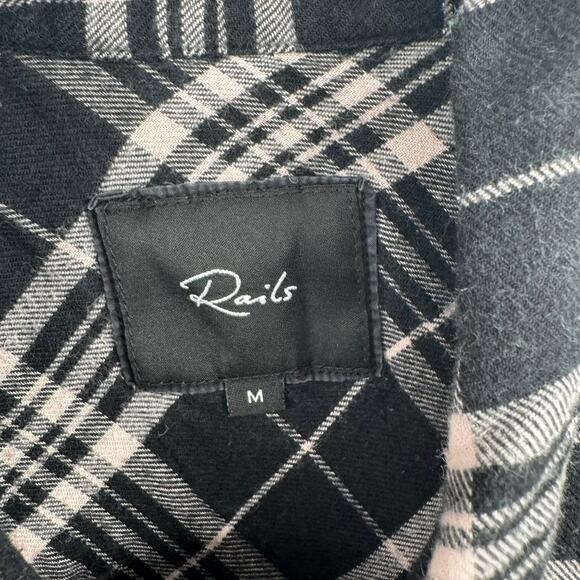Rails Super Soft Pearl Snap Plaid Flannel Shirt Womens Medium Black White - Picture 7 of 13